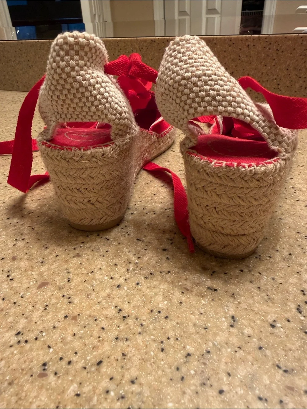 Toni Pons Valencia wraparound Red Espadrille Wedge Tie-Up Sandals size 8 or 8.5